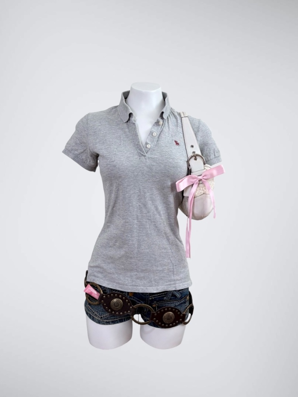 Early 2000s Abercrombie & Fitch Grey Polo Shirt